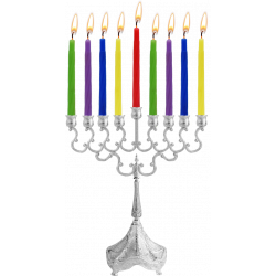 Candle Menorah silver Plated (8"Height)