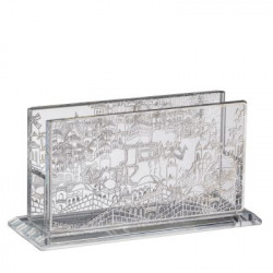 Crystal match box holder Floral Silver 5.5x2x3"