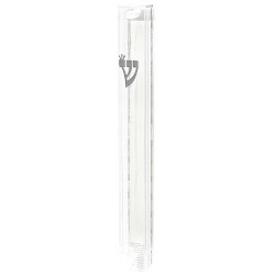 Mezuzah Holder Plastic With Screw 12cm- Clear With Silver Shin