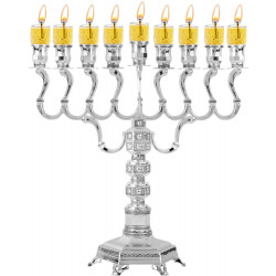 NM Silver Plated Oil Menorah (14" Height)