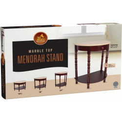 Ner Mitzvah 'Marble Top' Mahogany Menorah Stand Drawer(14.5",18"or 24"H)
