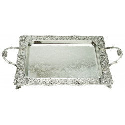Ner Mitzvah Silver Plated Tray 16" X 13.5"