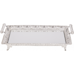 Ner Mitzvah Sliver Plated Glass Tray (24" X 16")