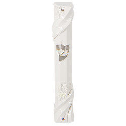 Mezuzah Holder Plastic White 15cm With Rubber Cork