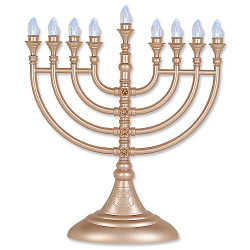 Matte Gold Crystal-Flake L.E.D Battery Menorah with Crystals