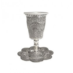 Kiddush Cup With Stem Filigree Design Silver Plate