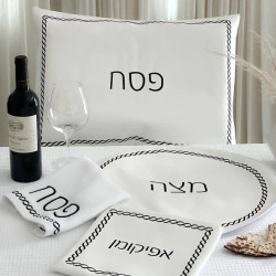 Seder Set Braided Design with Towel - Black