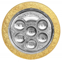 Gold & Silver Plated Seder Plate - Filigree Design 15.5"