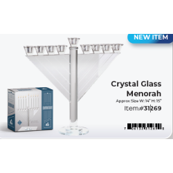 Crystal Glass Menorah15"H