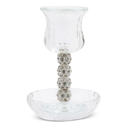 Crystal Kiddush Cup 5.75" With Tray - Silver