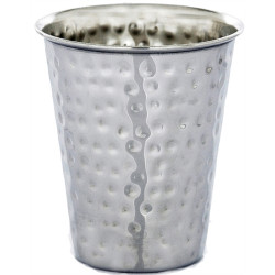 Stainless Steel Hammered Kiddush Cup - 3" H 2.5"