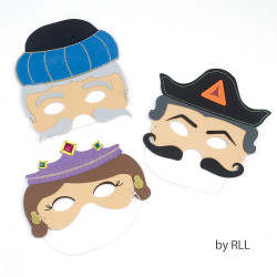 Set of 3 Purim Masks - Esther, Haman & Mordechai