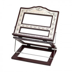 Book Stand Wood & Silver Plated 2 Positions 13.5 X 11.5 "