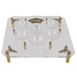 Acrylic Seder Plate Stand Gold Standoffs Gold Plate Engraved 16X16" X3"
